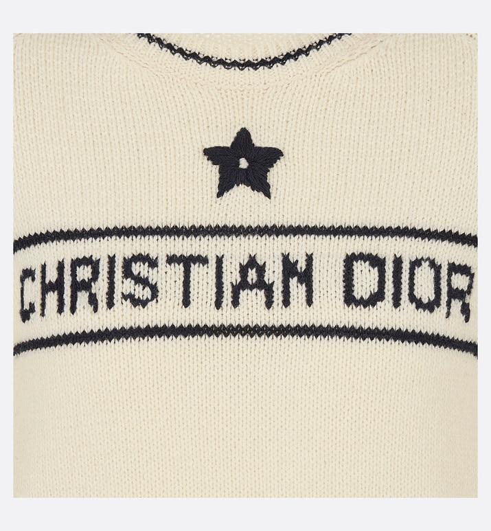 'CHRISTIAN DIOR' Short-Sleeved Sweater • Ecru Cashmere and Wool Knit
