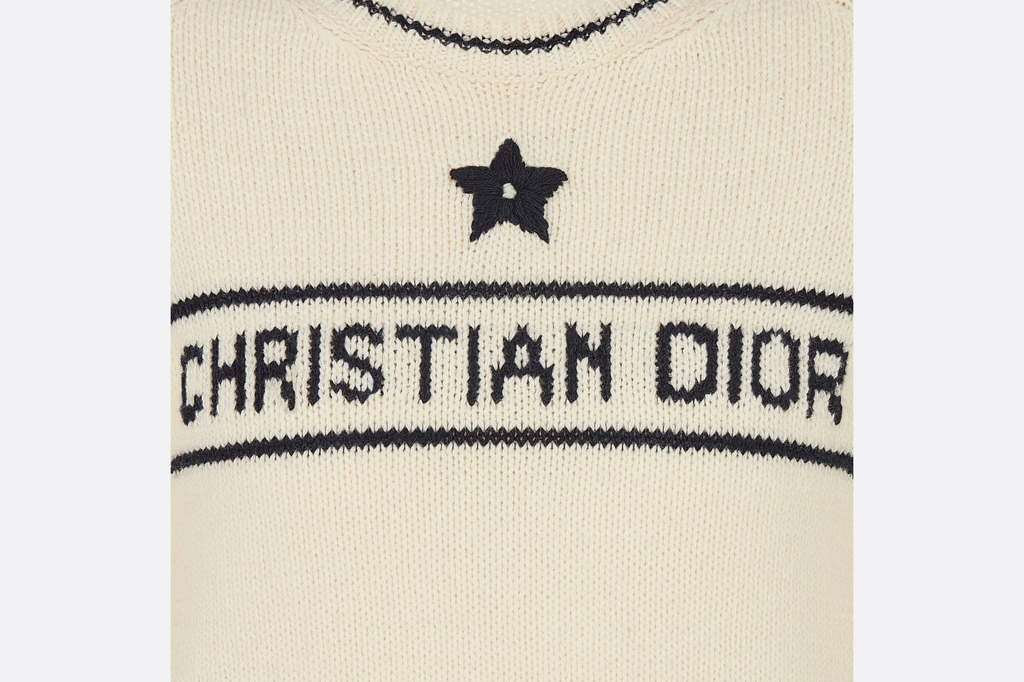 'CHRISTIAN DIOR' Short-Sleeved Sweater • Ecru Cashmere and Wool Knit
