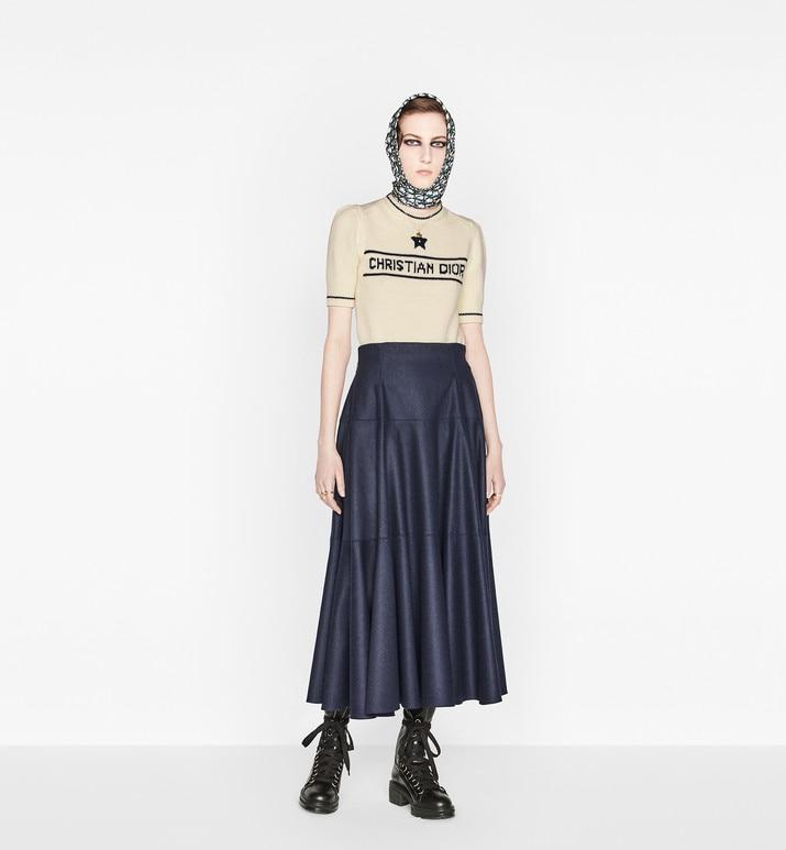 'CHRISTIAN DIOR' Short-Sleeved Sweater • Ecru Cashmere and Wool Knit