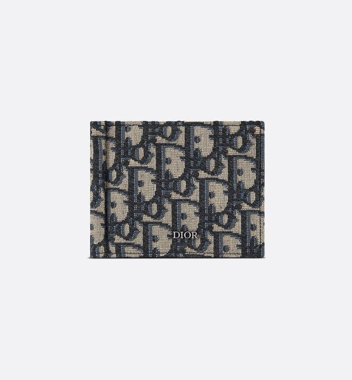 Wallet with Bill Clip • Beige and Black Dior Oblique Jacquard