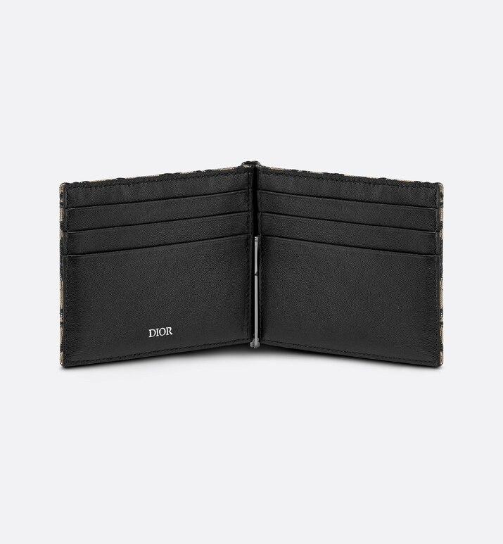 Wallet with Bill Clip • Beige and Black Dior Oblique Jacquard