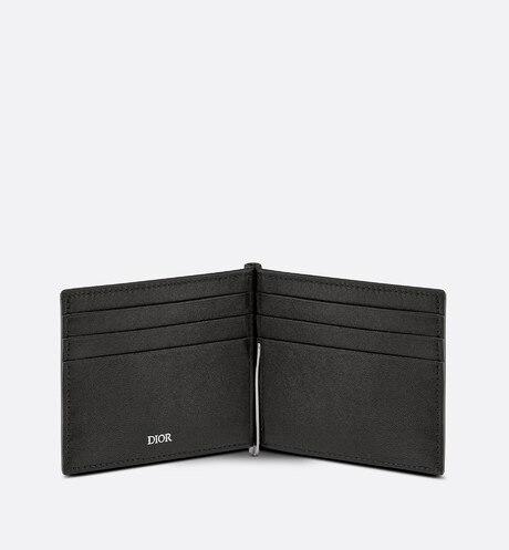 Wallet with Bill Clip • Black Grained Calfskin with 'CD Icon' Signature