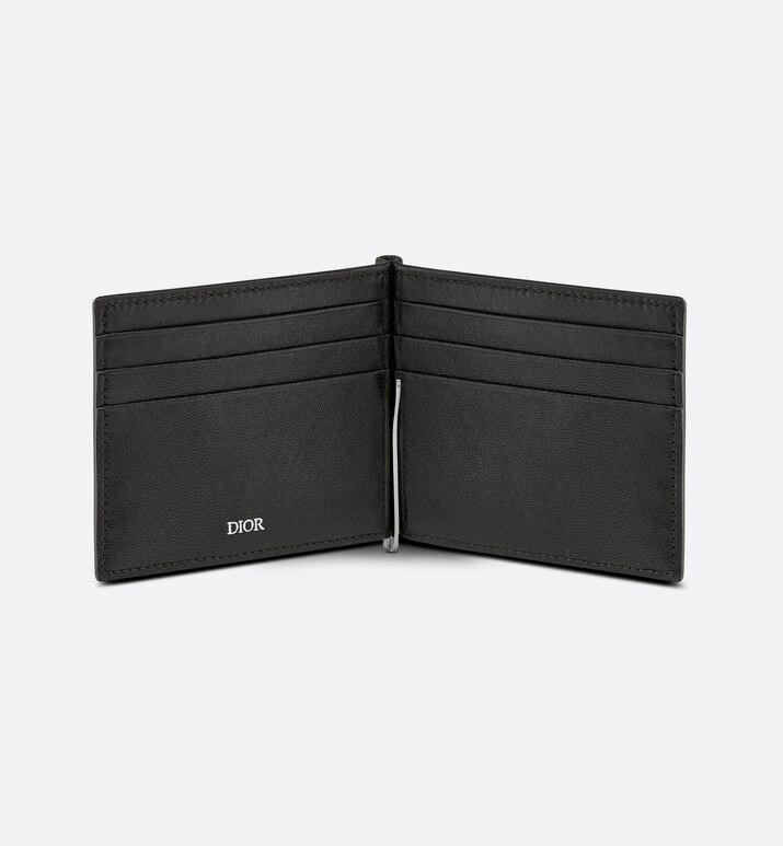 Wallet with Bill Clip • Black Grained Calfskin with 'CD Icon' Signature