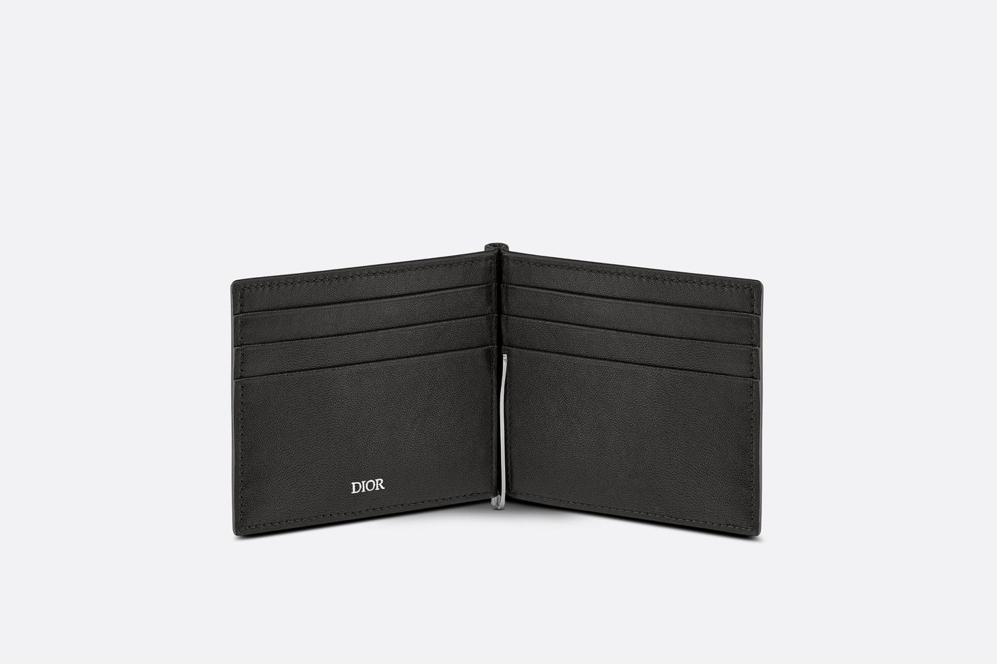 Wallet with Bill Clip • Black Grained Calfskin with 'CD Icon' Signature