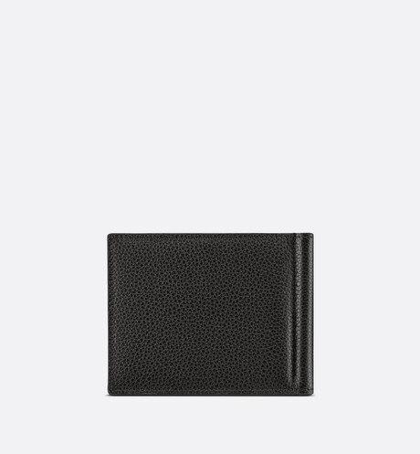 Wallet with Bill Clip • Black Grained Calfskin with 'CD Icon' Signature