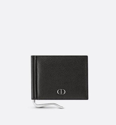 Wallet with Bill Clip • Black Grained Calfskin with 'CD Icon' Signature