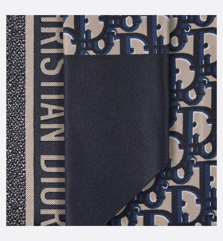 Dior Oblique Mitzah Scarf • Navy Blue Silk Twill
