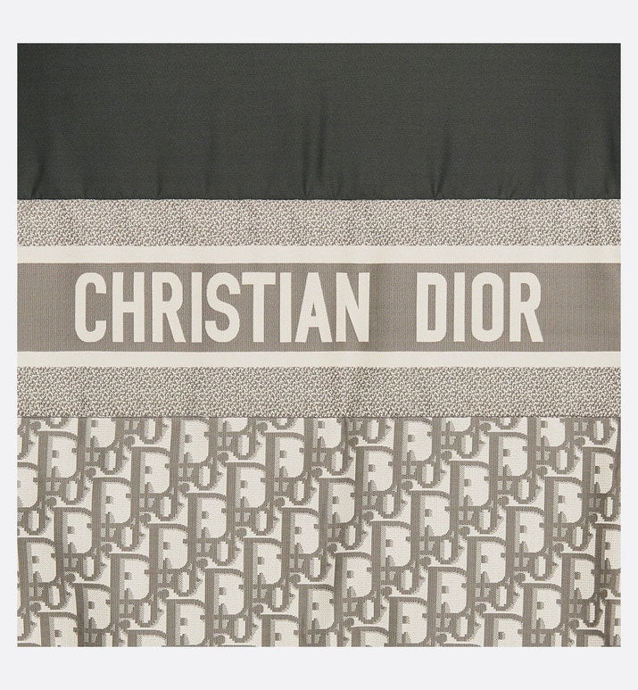 Reversible Long Down Jacket • Gray Dior Oblique Quilted Technical Taffeta