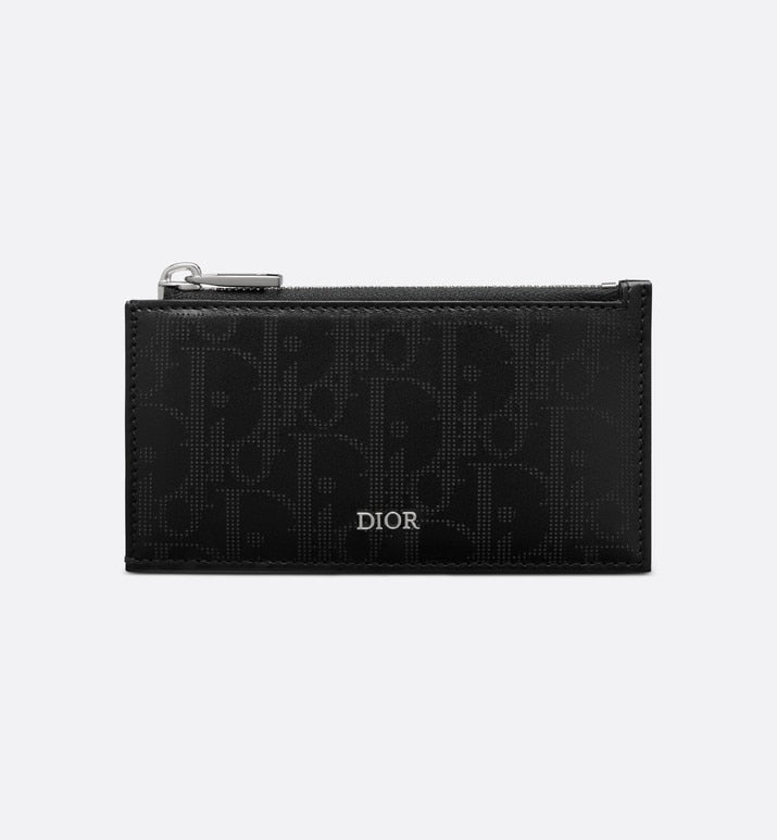 Zipped Card Holder • Black Dior Oblique Galaxy Leather