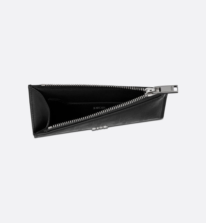Zipped Card Holder • Black Dior Oblique Galaxy Leather