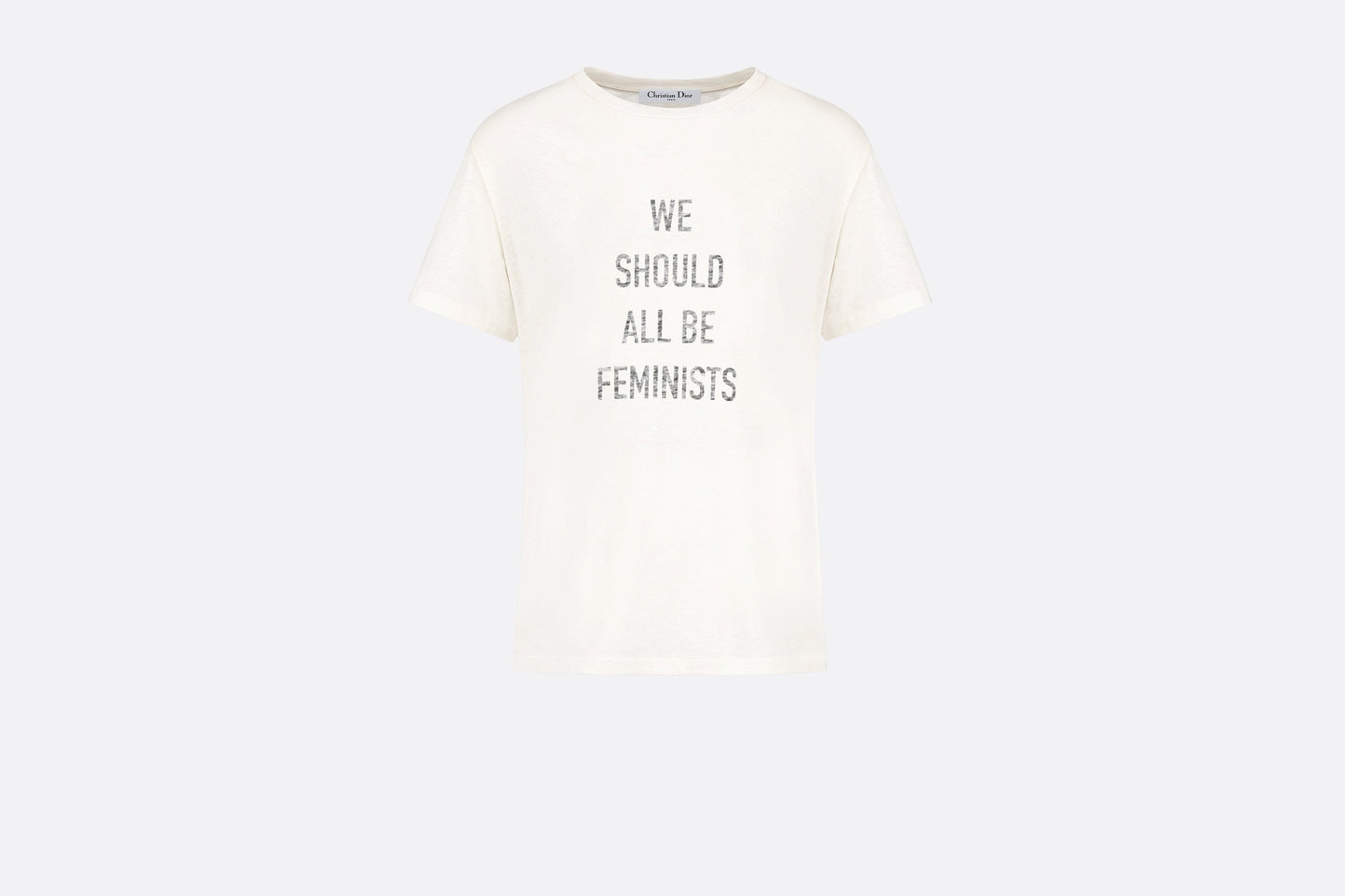 'WE SHOULD ALL BE FEMINISTS' T-Shirt • White Cotton Jersey and Linen