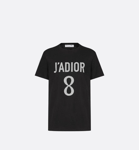 'J'ADIOR 8' T-Shirt • Black Cotton Jersey and Linen