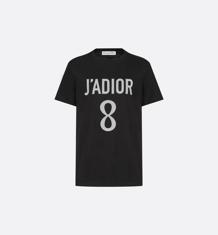 'J'ADIOR 8' T-Shirt • Black Cotton Jersey and Linen