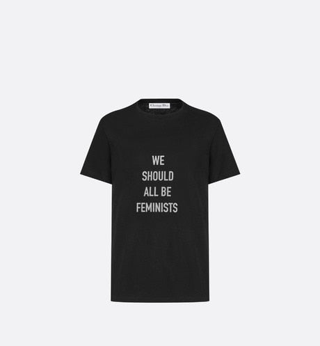 'WE SHOULD ALL BE FEMINISTS' T-Shirt • Black Cotton Jersey and Linen