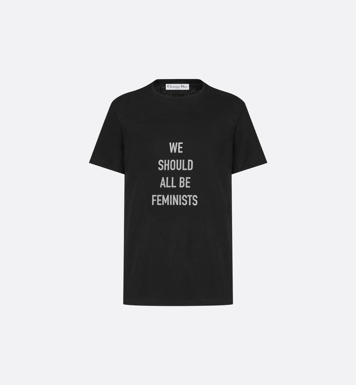 'WE SHOULD ALL BE FEMINISTS' T-Shirt • Black Cotton Jersey and Linen
