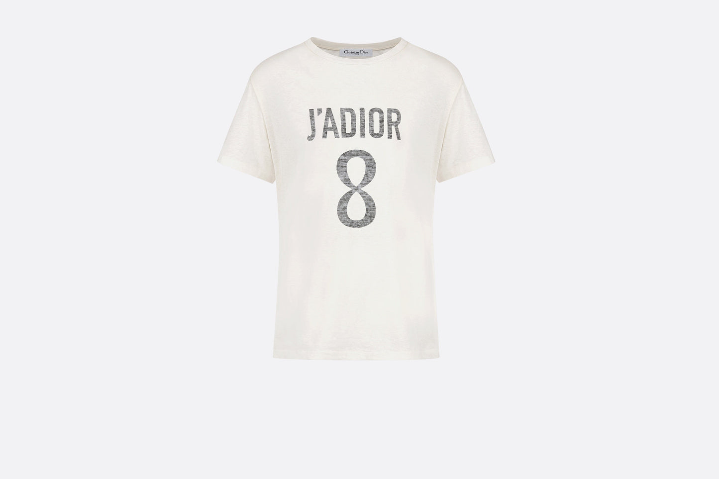 'J'ADIOR 8' T-Shirt • White Cotton Jersey and Linen