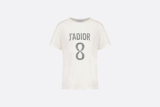 'J'ADIOR 8' T-Shirt • White Cotton Jersey and Linen
