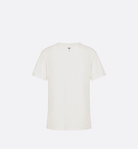 'J'ADIOR 8' T-Shirt • White Cotton Jersey and Linen