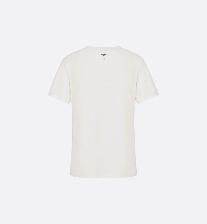 'J'ADIOR 8' T-Shirt • White Cotton Jersey and Linen
