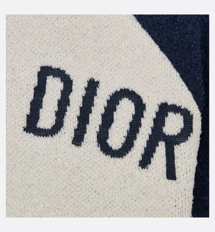 'CHRISTIAN DIOR 8' Bomber Jacket • Ecru and Blue Technical Wool Knit