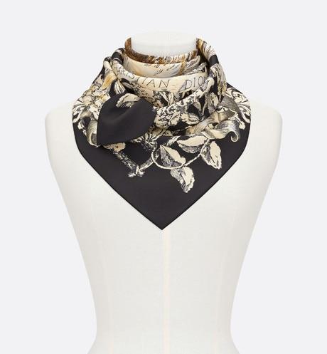 La Force Square Scarf • Black Silk Twill