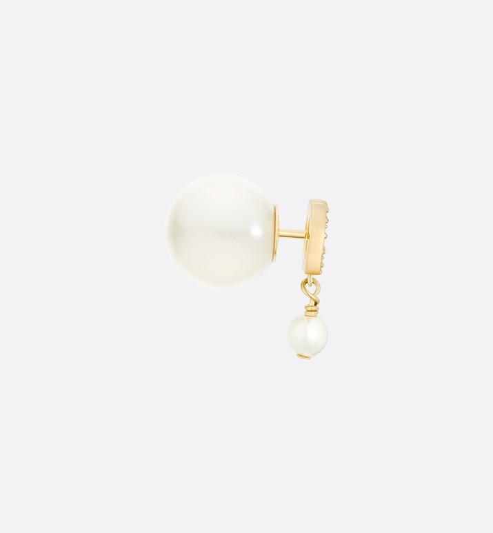 Dior Tribales Earrings • Gold-Finish Metal with White Resin Pearls and White Crystals