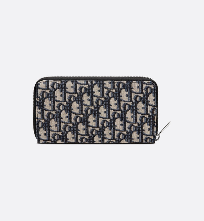 Zipped Long Wallet • Beige and Black Dior Oblique Jacquard