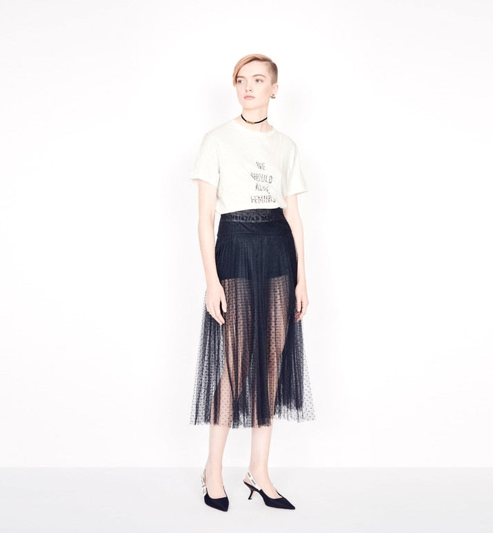 'WE SHOULD ALL BE FEMINISTS' T-Shirt • White Cotton Jersey and Linen