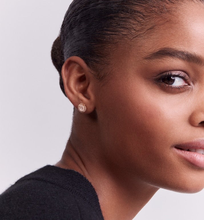 Small Rose Dior Couture Earrings • Pink Gold and Diamonds