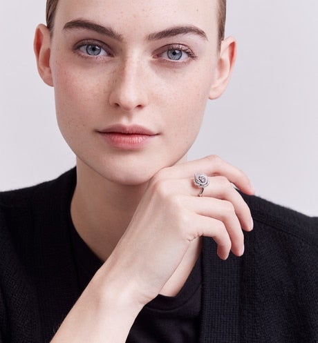 Small Rose Dior Bagatelle Ring • 18K White Gold and Diamonds