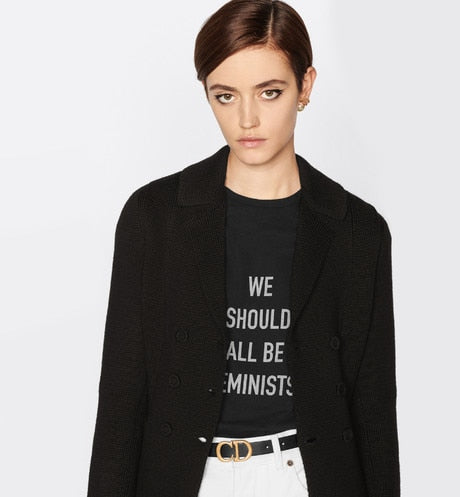 'WE SHOULD ALL BE FEMINISTS' T-Shirt • Black Cotton Jersey and Linen