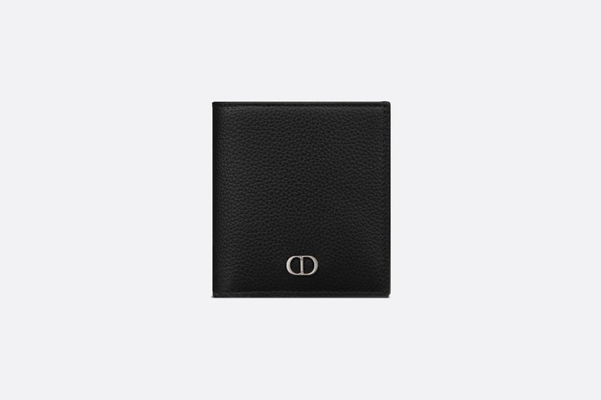 Vertical Wallet • Black Grained Calfskin with 'CD Icon' Signature