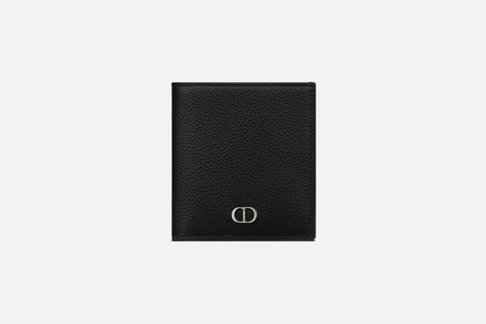 Vertical Wallet • Black Grained Calfskin with 'CD Icon' Signature