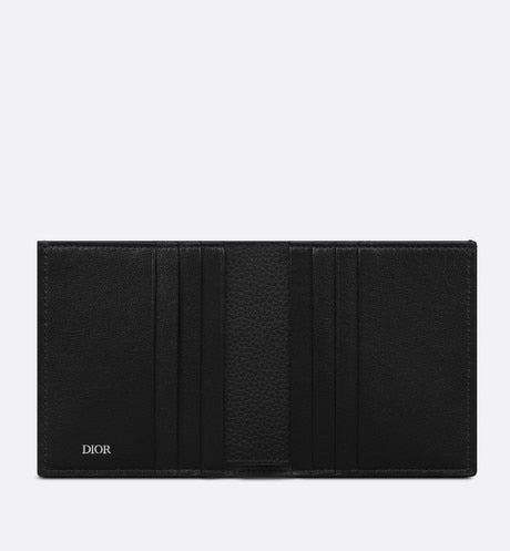 Vertical Wallet • Black Grained Calfskin with 'CD Icon' Signature