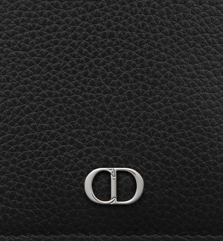 Vertical Wallet • Black Grained Calfskin with 'CD Icon' Signature