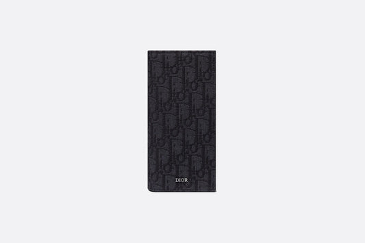 Vertical Long Wallet • Black Dior Oblique Jacquard