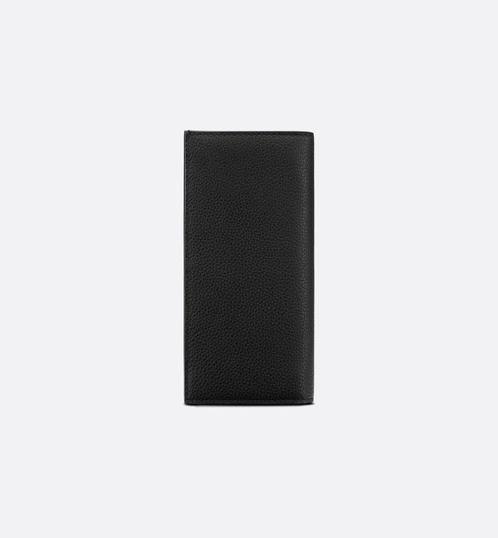 Vertical Long Wallet • Black Grained Calfskin with 'CD Icon' Signature