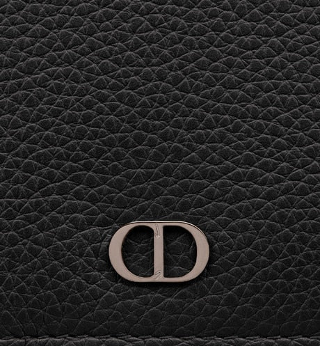 Vertical Long Wallet • Black Grained Calfskin with 'CD Icon' Signature