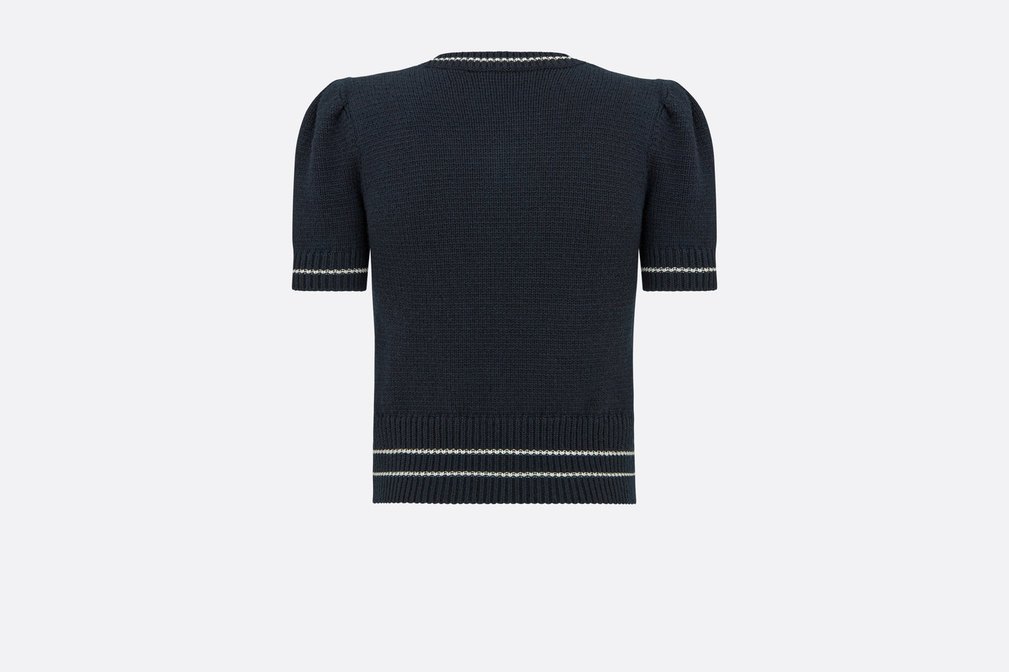 'CHRISTIAN DIOR' Short-Sleeved Sweater • Navy Blue Cashmere and Wool Knit