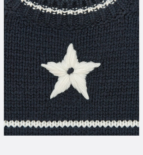 'CHRISTIAN DIOR' Short-Sleeved Sweater • Navy Blue Cashmere and Wool Knit