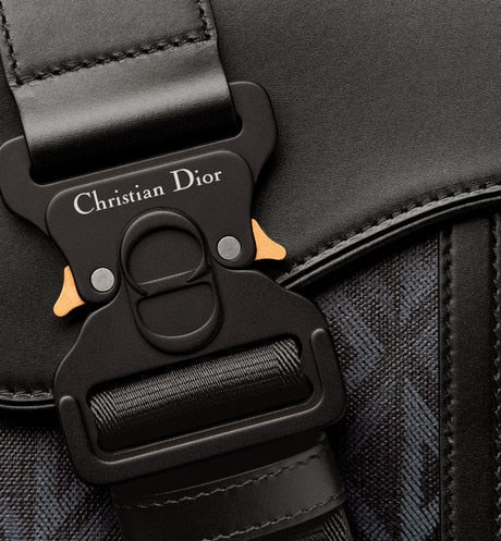 Saddle Bag • Black CD Diamond Canvas and Grained Calfskin