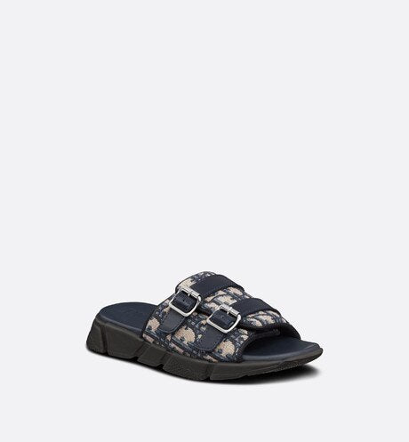 Kid's Sandal • Navy Blue and Beige Dior Oblique Technical Jacquard