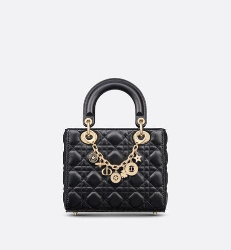 30 Montaigne Bag Charm • Gold-Finish Metal and Black Lacquer