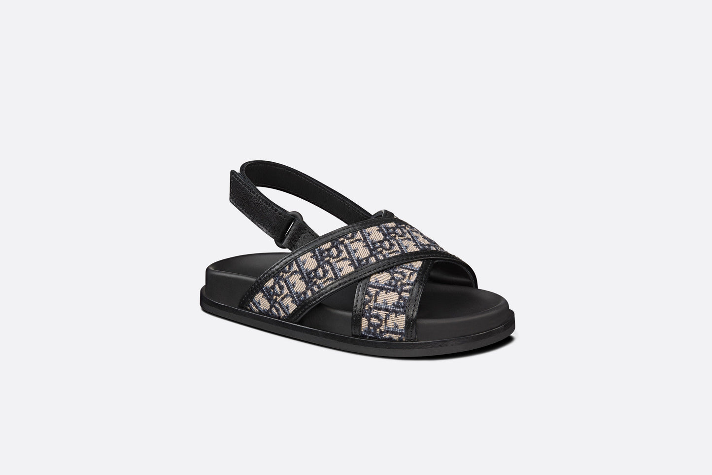 Baby Sandal • Deep Blue Calfskin and Dior Oblique Canvas