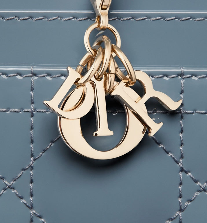 Lady Dior Five-Slot Card Holder • Cloud Blue Patent Cannage Calfskin