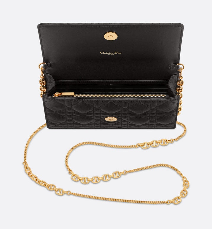 Dior Caro Pouch • Black Supple Cannage Calfskin