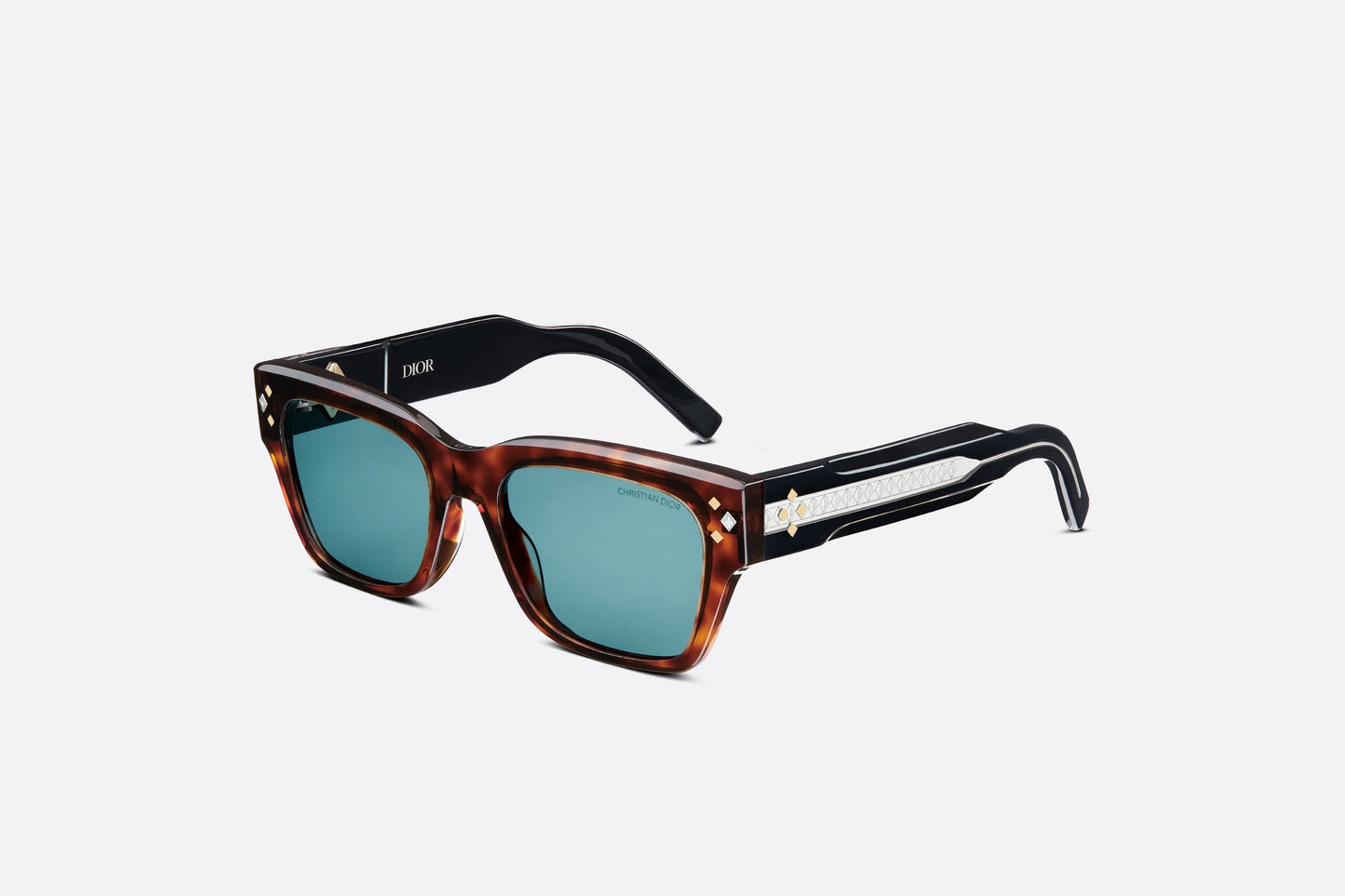CD Diamond S2I • Brown Tortoiseshell-Effect Rectangular Sunglasses