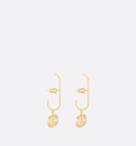30 Montaigne Earrings • Gold-Finish Metal and White Crystals