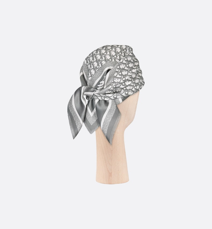 Dior Oblique Diortwin 70 Square Scarf • Gray Silk Twill