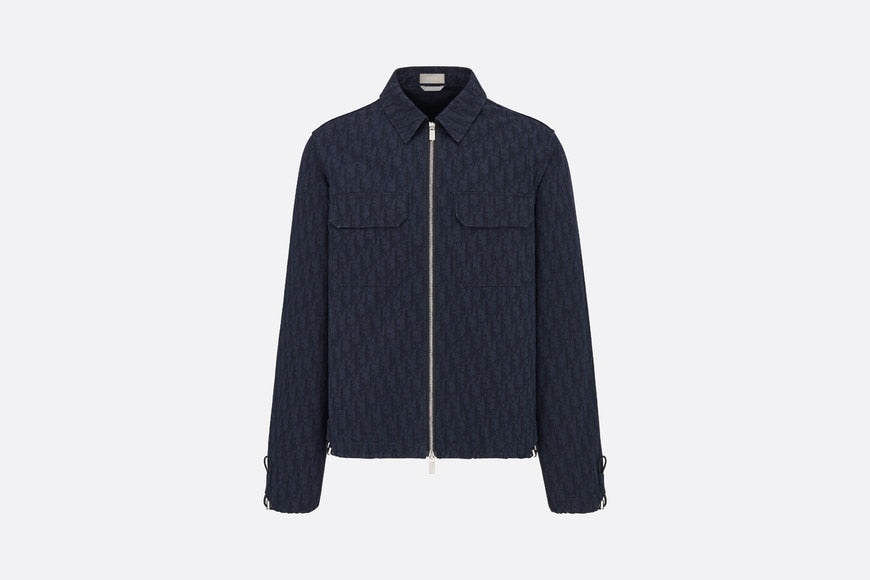 Zipped Blouson • Navy Blue and Black Dior Oblique Kasuri Cotton Denim